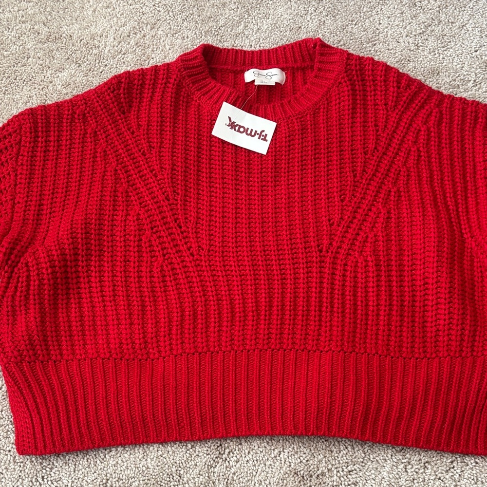 Jessica Simpson Vibrant Red Crew Neck Sweater